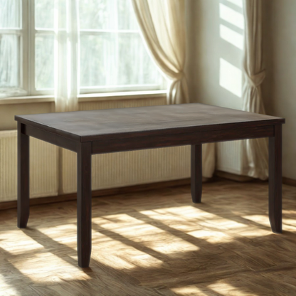Solid Wood Rectangular Dining Table with Two Drawers – Distressed Finish, Rubberwood Construction, and Organized Storage