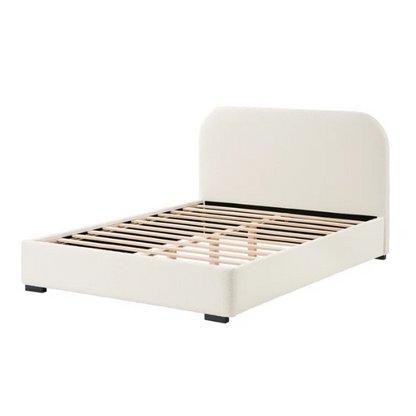Bouclé Platform Bed with Arched Headboard – Modern Design, Easy Assembly, and Superior Comfort for King Size