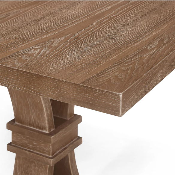 Rustic Wood Expandable Dining Table with X-Frame Base – Rubberwood Top, Extension Leaf, and Natural Rustic Design