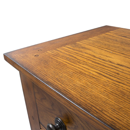 Rustic American Elegance:   Sleigh Bed, Dresser & Mirror, Chest – Crafted with Rubberwood Solids & Oak Veneers, Featuring Antique Brass Hardware, Dovetail Construction, and Ample Storage for a Timeless, Durable Bedroom Collection