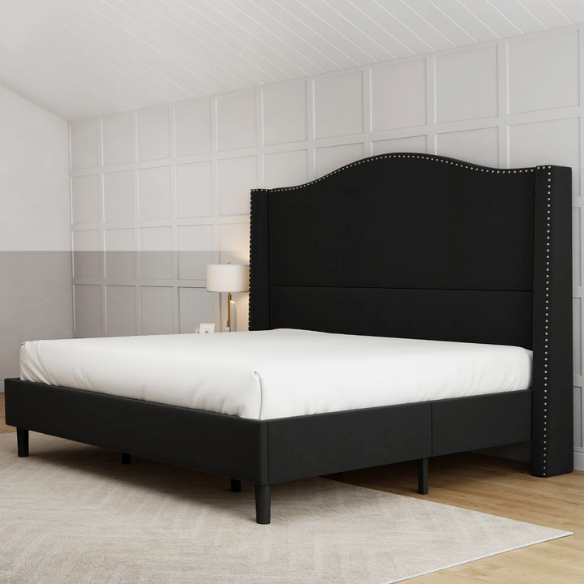 Luxurious Velvet Upholstered Metal Platform Bed – Full/Double Size with Sleek & Stylish Design