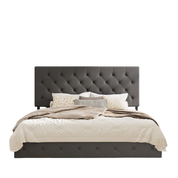King Size Upholstered Platform Storage Bed with Spacious Drawers, Quiet Structure, and Sleek Minimalist Design