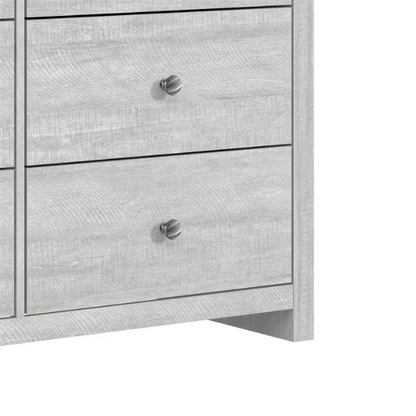 Modern 6-Drawer Double Dresser with Angled Sled Legs and Round Metal Hardware