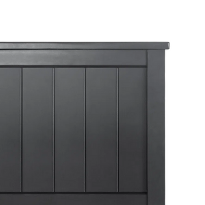 Modern Farmhouse King Size Solid Wood Platform Bed with Slat-Style Headboard and Matte Black Finish