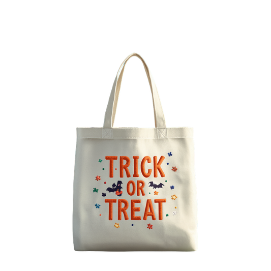 Halloween Canvas Tote Bag - Trick or Treat Design Perfect for Trick-or-Treating