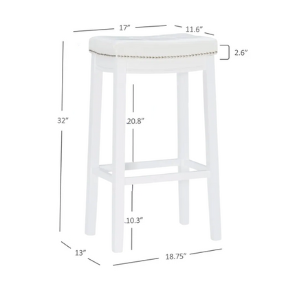 Backless Upholstered Counter Stool – Sturdy Wood Frame, Faux Leather Seat with Nailhead Trim & Double-Needle Stitching for Stylish and Durable Seating