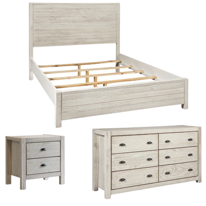 Rustic Farmhouse Aesthetic 4-Piece Queen Bedroom Set in Solid Wood – Charming and Durable