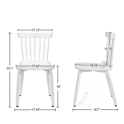Solid Wood Slat Back Windsor Dining Chairs (Set of 2) – Sturdy, Eco-Friendly Construction with Ergonomic Backrest & Adjustable Foot Pads