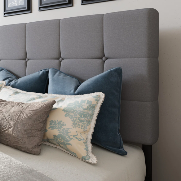 King Size Upholstered Platform Bed with Storage Drawers, Padded Headboard, and Sophisticated Button Tufting