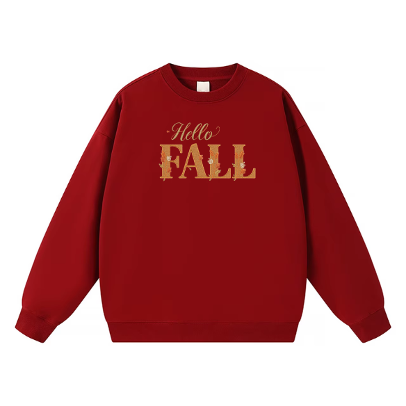 Hello FALL Embroidered Crewneck Sweatshirt