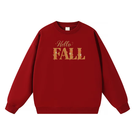 Hello FALL Embroidered Crewneck Sweatshirt