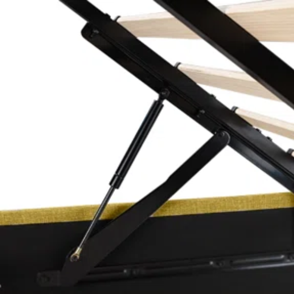 Modern King Size Upholstered Platform Bed with Hydraulic Lift Storage – Sleek Grooved Headboard, Space-Saving Design, and No Box Spring Needed