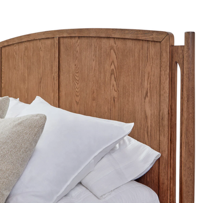 4-Piece Queen Bedroom Set with Panel Bed, 2 Nightstands, and Chest – Medium Brown Oak Finish