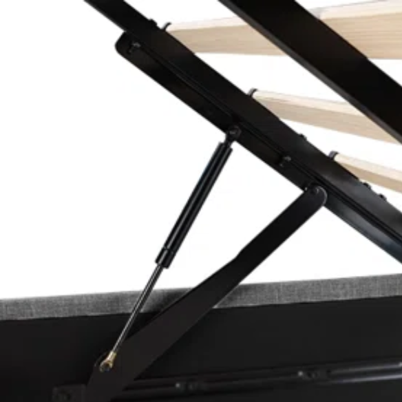 Modern King Size Upholstered Platform Bed with Hydraulic Lift Storage – Sleek Grooved Headboard, Space-Saving Design, and No Box Spring Needed