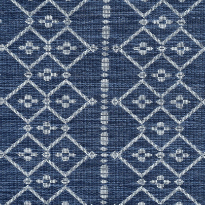 Boho-Inspired Navy & Grey Geometric Rug – Fade & Stain-Resistant, Low-Pile, Perfect for High-Traffic Indoor/Outdoor Spaces