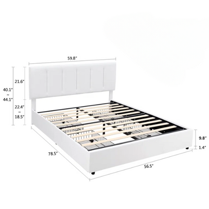 Velvet Upholstered Queen Size Platform Bed with Adjustable Headboard and 4 Storage Drawers