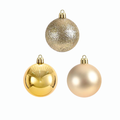 Gold Christmas Ball Ornaments – 24-Piece Set, Shatterproof Holiday Decorations (Available in 3 cm, 4 cm, and 6 cm)