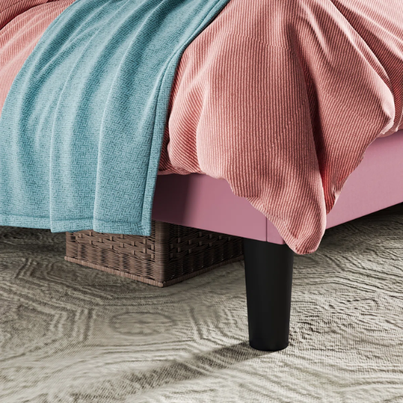 Luxurious King Size Upholstered Velvet Platform Bed with Modern Wingback Headboard – Heavy-Duty Steel Frame, No Box Spring Needed, and Ample Under-Bed Storage