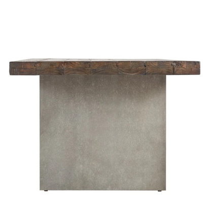 Reclaimed Wood and Concrete Dining Table – Chic, Artisan Crafted Brown Dining Table with Concrete and Hand-Finished Reclaimed Wood Base, Perfect for Modern Dining Spaces