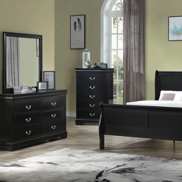 Elegant Polish Wooden Louis Philippe Style 5-Piece Full Double Size Bedroom Set – Timeless Design with Classic Charm and Luxurious Craftsmanship