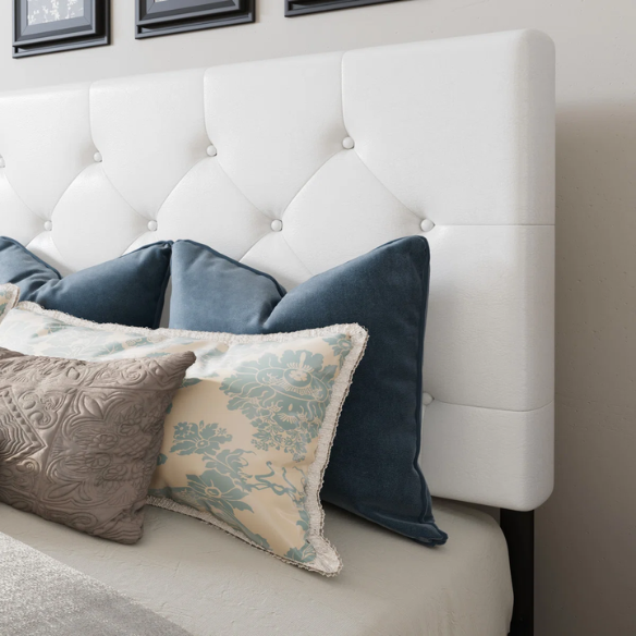 King Size Upholstered Platform Bed with Storage Drawers, Padded Headboard, and Sophisticated Button Tufting