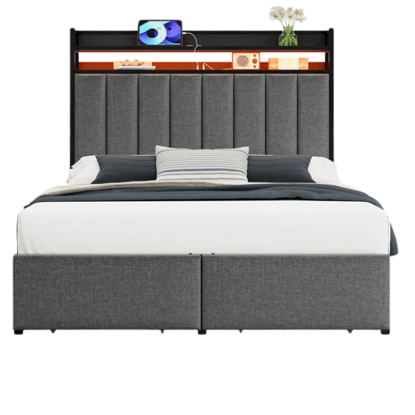 Luxurious 3-Piece Queen Bedroom Set with Gem-Inspired Tufted Button Headboard, Upholstered Platform Bed & 2 Elegant Nightstands