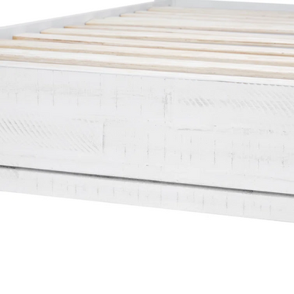 Solid Wood Platform King Size Bed with Headboard and Sturdy Steel Frame, Rustic Design
