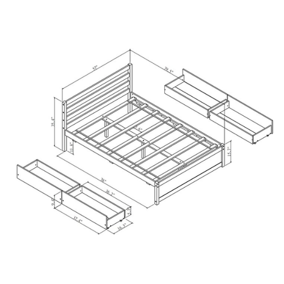 Wooden Full Size Bed with Headboard and Trundle – Space-Saving Design & Versatile Sleeping Solution