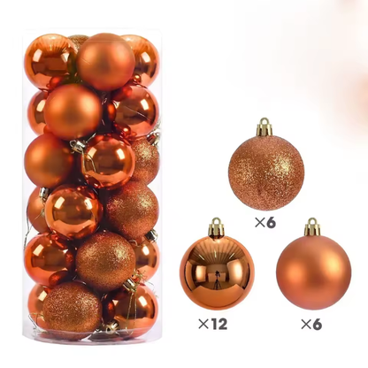 Burnt Orange Christmas Ball Ornaments – 24-Piece Set, Shatterproof Holiday Decorations (Available in 3 cm, 4 cm, and 6 cm)