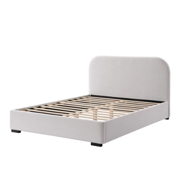 Bouclé Platform Bed with Arched Headboard – Modern Design, Easy Assembly, and Superior Comfort for King Size