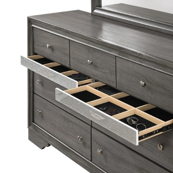 Elegant Full Size 5-Piece Bedroom Set – Featuring a Beautifully Crafted Headboard and Two Functional Storage Drawers for Added Convenience