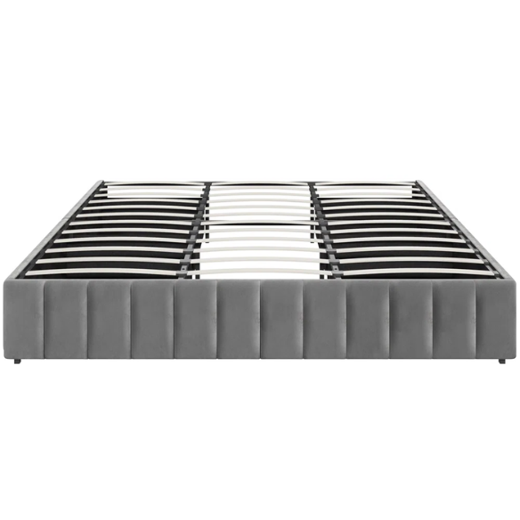 King Size Upholstered Platform Storage Bed with Velvet Fabric, Channel-Tufted Accents, and Built-In Drawers for Extra Storage