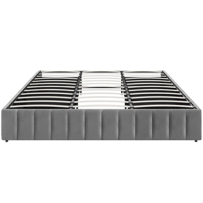 King Size Upholstered Platform Storage Bed with Velvet Fabric, Channel-Tufted Accents, and Built-In Drawers for Extra Storage