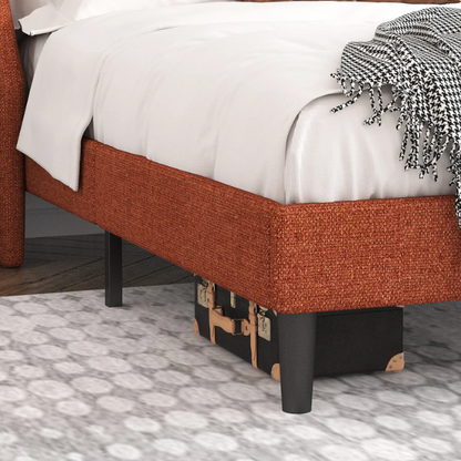 Luxurious King Size Upholstered Platform Bed with Deluxe Wingback Headboard – Soft Velvet and Linen Blend Upholstery, Sturdy Solid Wood Frame, and Modern Minimalist Design for Ultimate Comfort