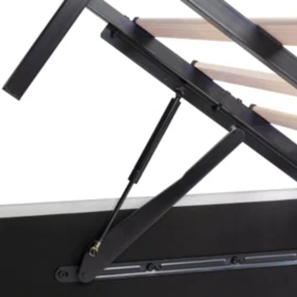 Modern King Size Upholstered Platform Bed with Hydraulic Lift Storage – Sleek Grooved Headboard, Space-Saving Design, and No Box Spring Needed