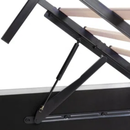 Modern King Size Upholstered Platform Bed with Hydraulic Lift Storage – Sleek Grooved Headboard, Space-Saving Design, and No Box Spring Needed