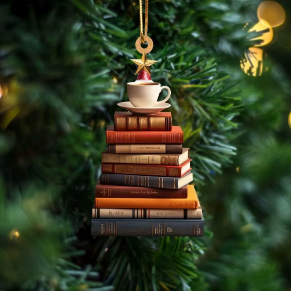 Book Stack Christmas Tree Ornament – Festive Holiday Décor for Book Lovers