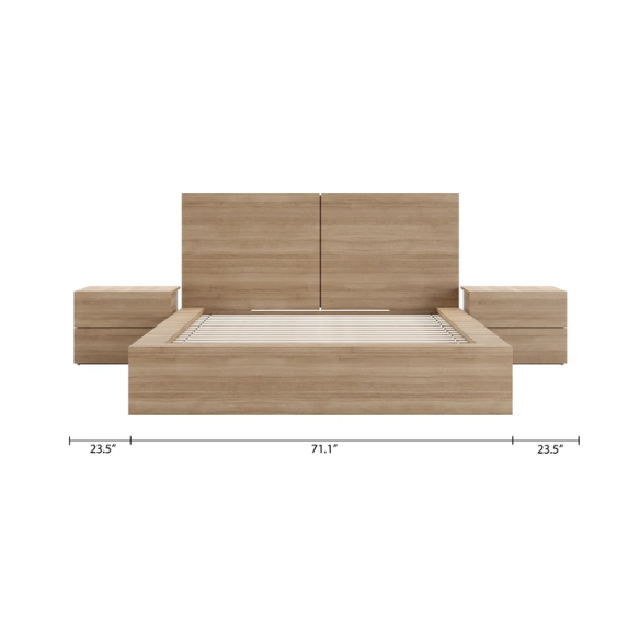 Modern 4-Piece Queen Bedroom Set with Platform Bed, Headboard, and 2 Drawer Nightstands