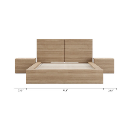 Modern 4-Piece Queen Bedroom Set with Platform Bed, Headboard, and 2 Drawer Nightstands