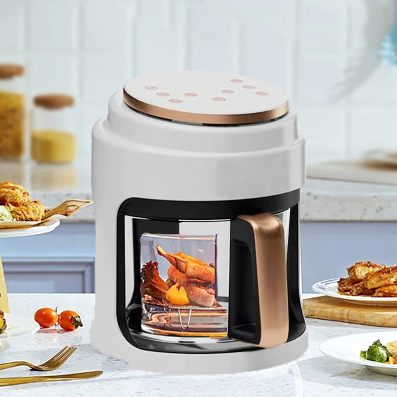 Air Fryer 3L Capacity Visual Oil-Free Electric Fryer Multi-Functional Automatic Household 360°Baking LED Touchscreen Oil Air Fri