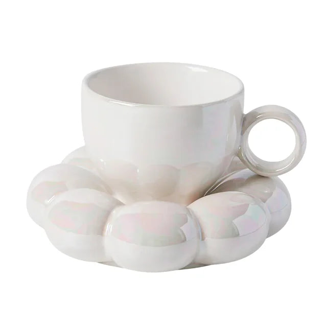 Ceramic Mug Cute Cloud Decorative Plate Coffee Cup Set Creative Ceramic Cup Gift Box Modern Living Room Home Decoration