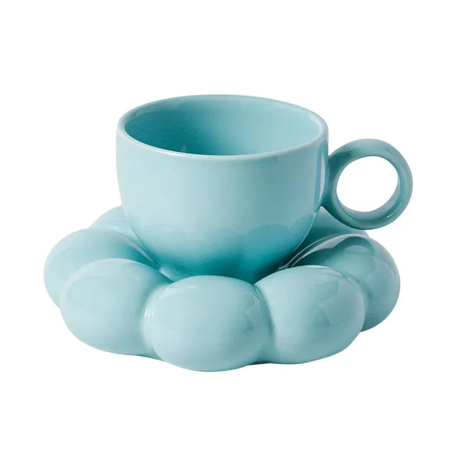 Ceramic Mug Cute Cloud Decorative Plate Coffee Cup Set Creative Ceramic Cup Gift Box Modern Living Room Home Decoration