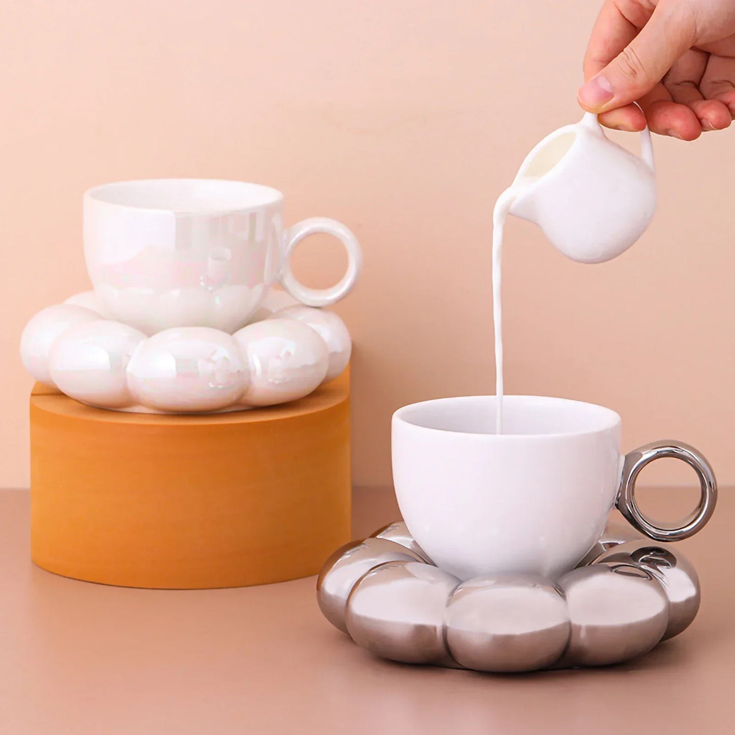 Ceramic Mug Cute Cloud Decorative Plate Coffee Cup Set Creative Ceramic Cup Gift Box Modern Living Room Home Decoration