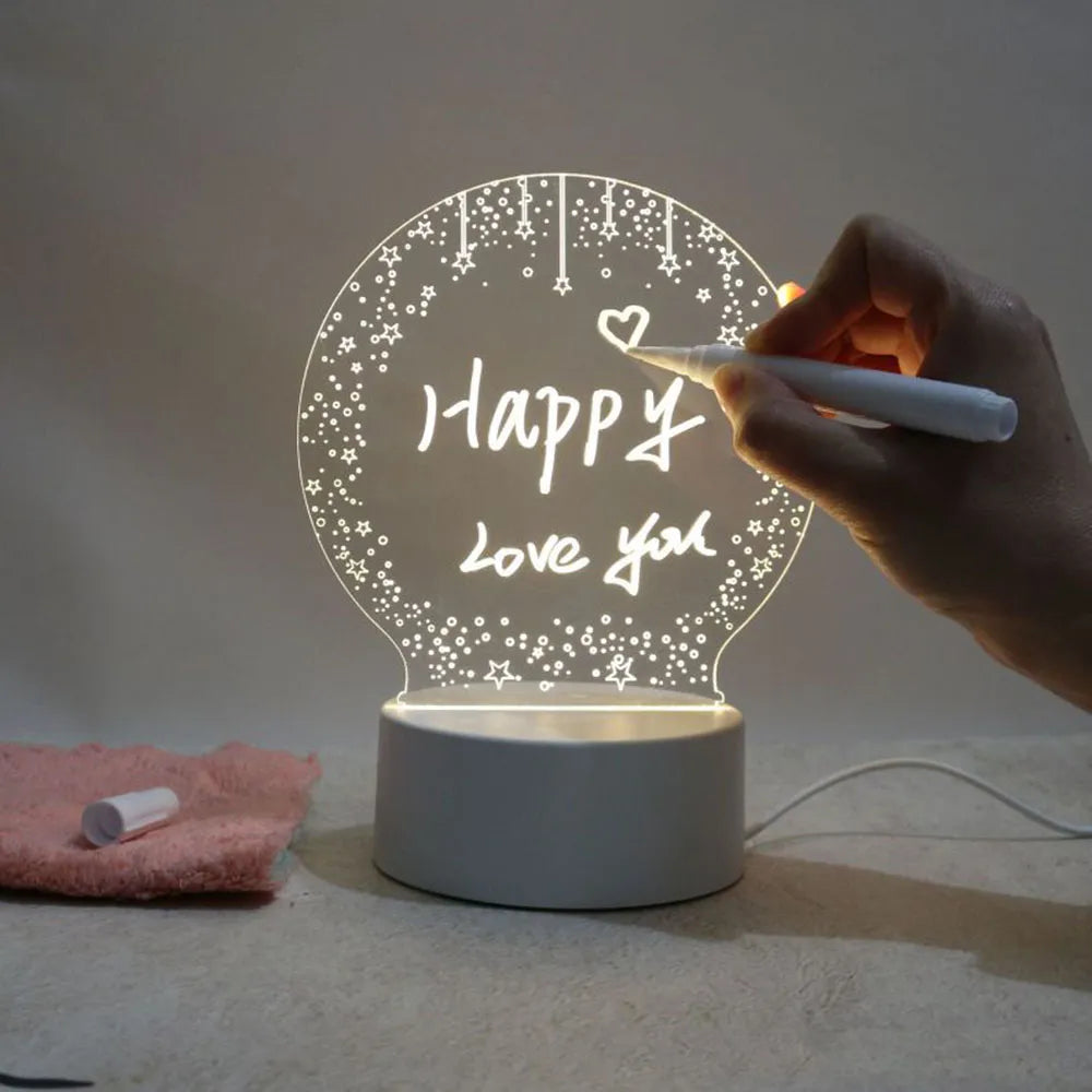 Changing Note Board Night Light DIY Creative Led USB Message Holiday Light with Pen Gift for Home Decoration Night Lamp