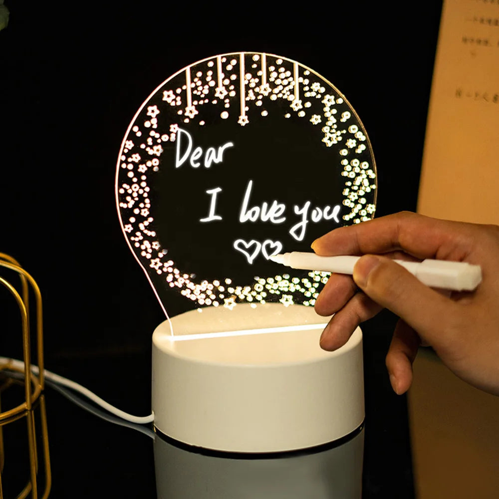 Changing Note Board Night Light DIY Creative Led USB Message Holiday Light with Pen Gift for Home Decoration Night Lamp