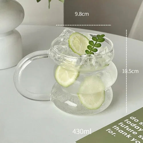 Creative Coffee Mug Heat Resistant Glass Mug with Handle Water Cups Milk Juice Big Handrip Drinking Glasses Mugs Coffee Cups