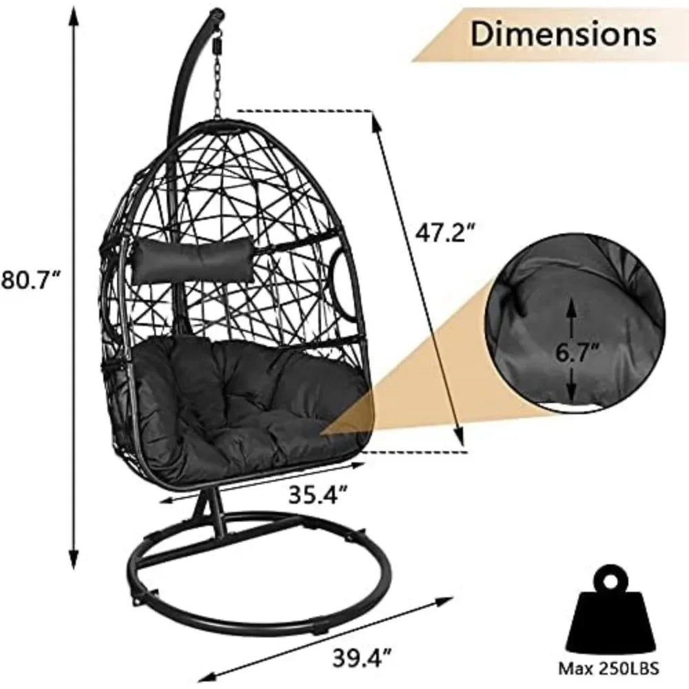 Egg Chair with Stand Hammock Chairs with Stand Included Indoor Outdoor Hanging Egg Chairs with Cushions Swinging Chair