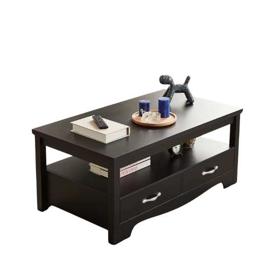 Farmhouse Coffee Table with Storage – Rustic Modern Wood Center Table.Elevate your living room with this durable, waterproof farmhouse coffee table featuring drawers and open shelves. Perfect for rustic or modern decor.