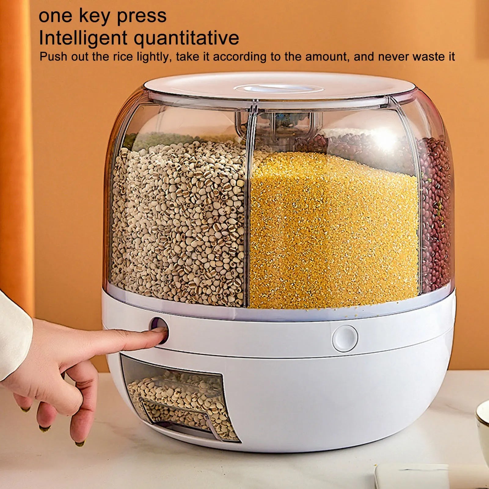 Grain Dispenser 6 Grids PP Rotation Insect Proof Grain Storage Organization for Home Kitchen