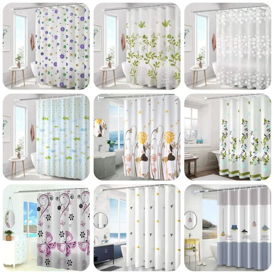 Mildew Proof Shower Curtain High Quality PEVA with 12 Hook Bathroom Curtain 180*150Cm Thickened Printed Shower Curtain